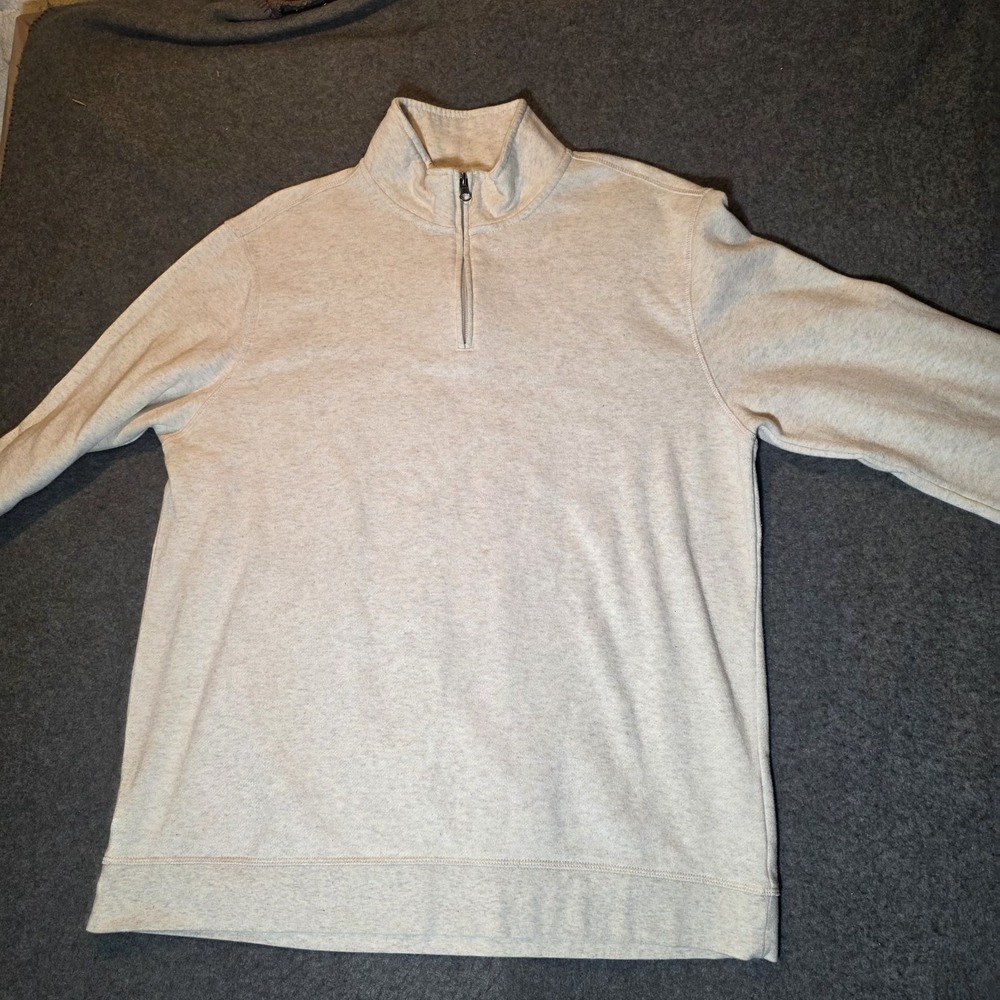 John Ashford Cream-colored Mock Neck Quarter Zip Pullover Men's Large 720
